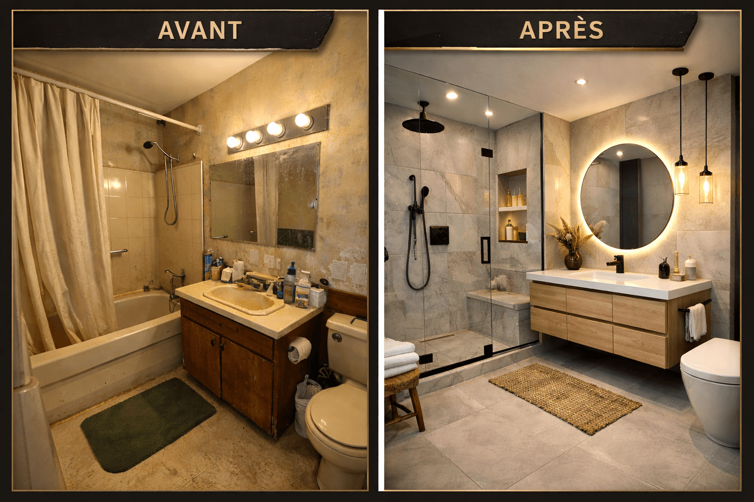 Rénovation salle de bain avant après